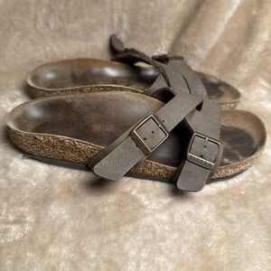 Birkenstock Salina Sandals Women 36 US 5/5.5 Mocha Brown Fair Strappy Cork Slide